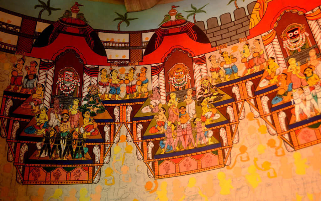 pattachitra odisha, bhitti pattachitra, paintings on walls, jagannath, subhandra, balachandra, ragurajpur