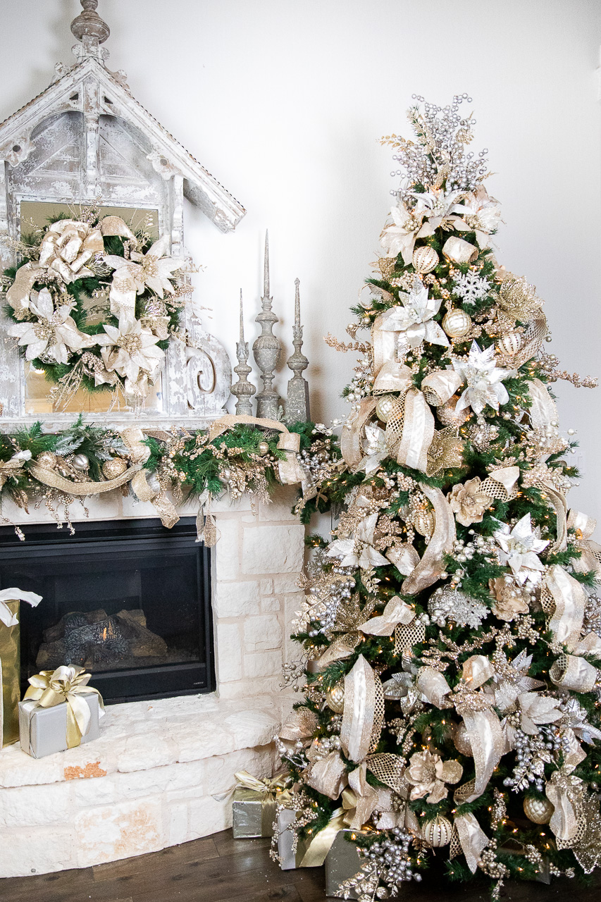 Glamorous White, Gold, and Silver Christmas Tree