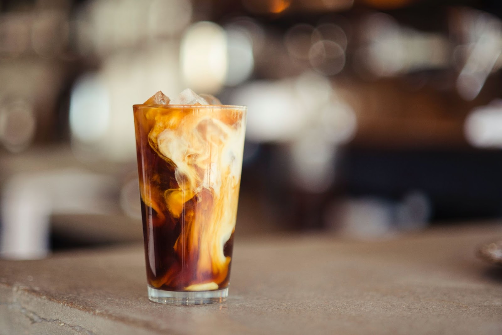 An iced-coffee in a glass at Bean Scene in Pandosy village.