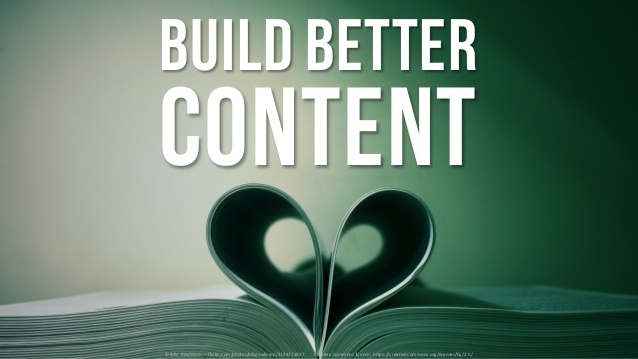 A book with the pages in a heart shape with build better content written