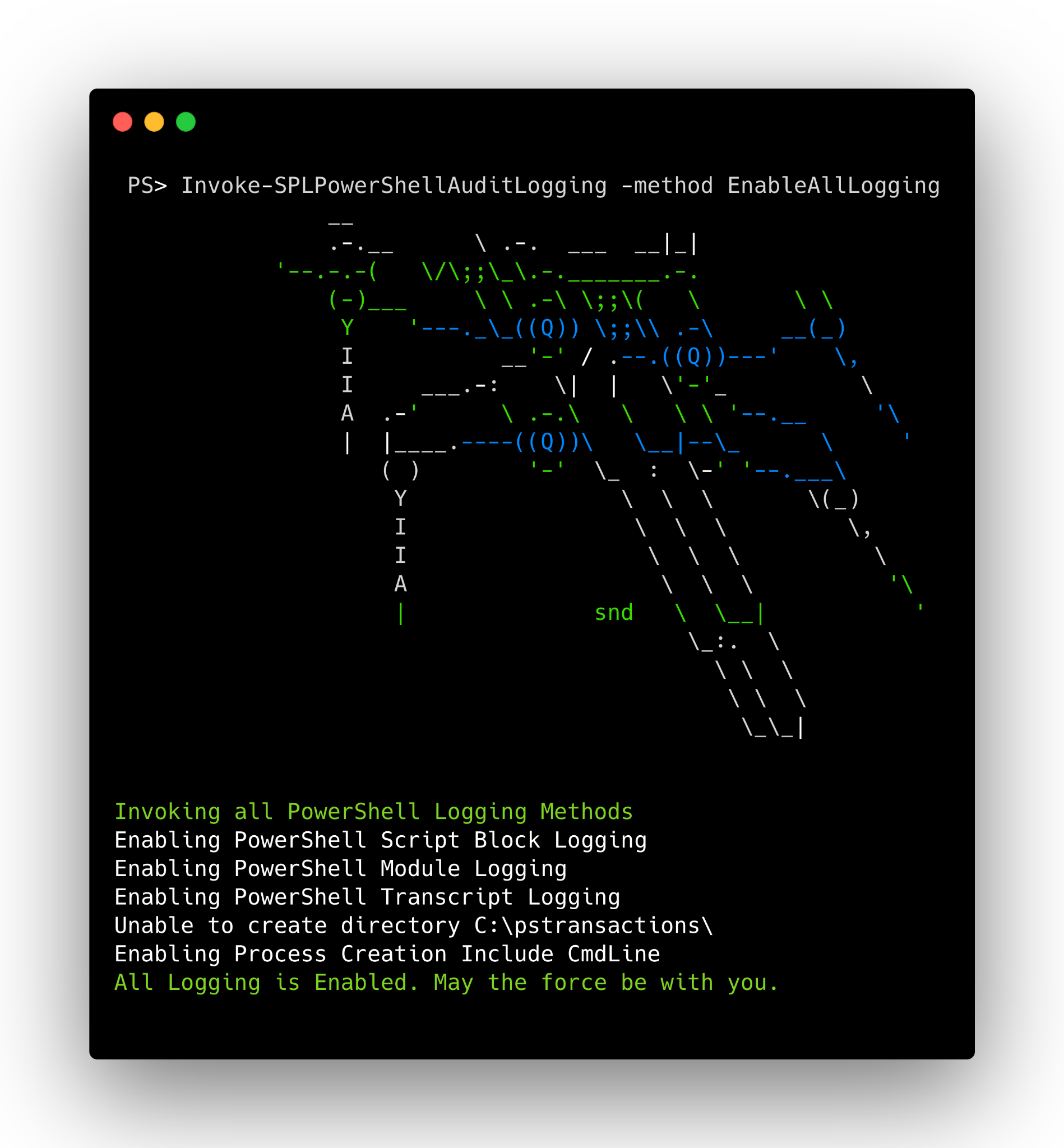 Invoke-SPLPowerShellAuditLogging