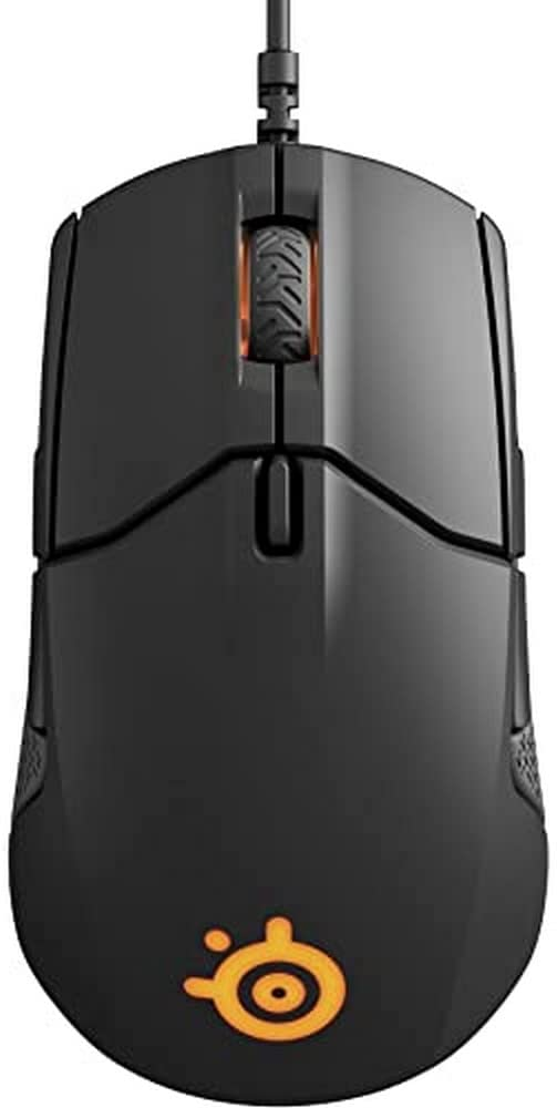 An ambidextrous mouse like this provides a low profile and a neutral shape for gaming with large hands.