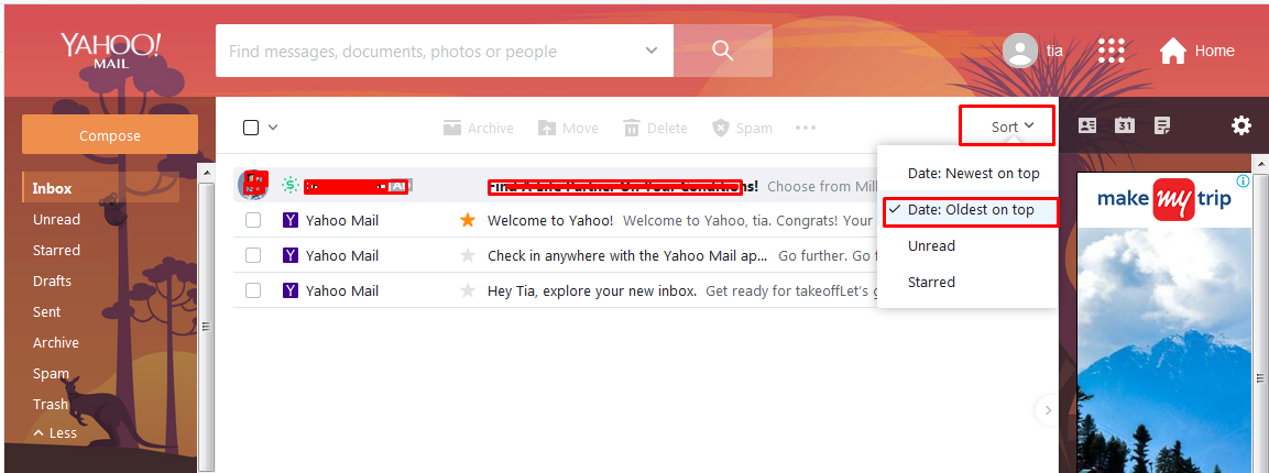 How should I read my old emails in yahoo mail