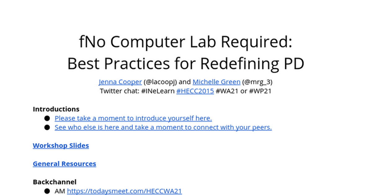No Computer Lab Required: Best Practices for Redefining PD