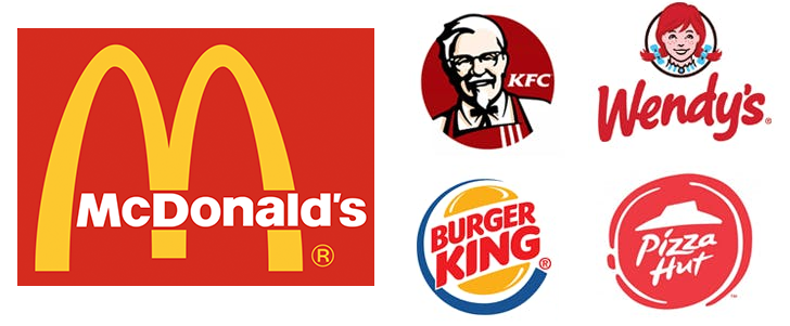 red fast food logos that suggest hunger.
