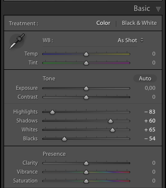 desenvolvimento no Lightroom