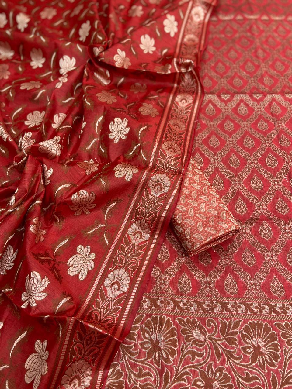Banarasi Cotton Silk Resham Weaved Suit