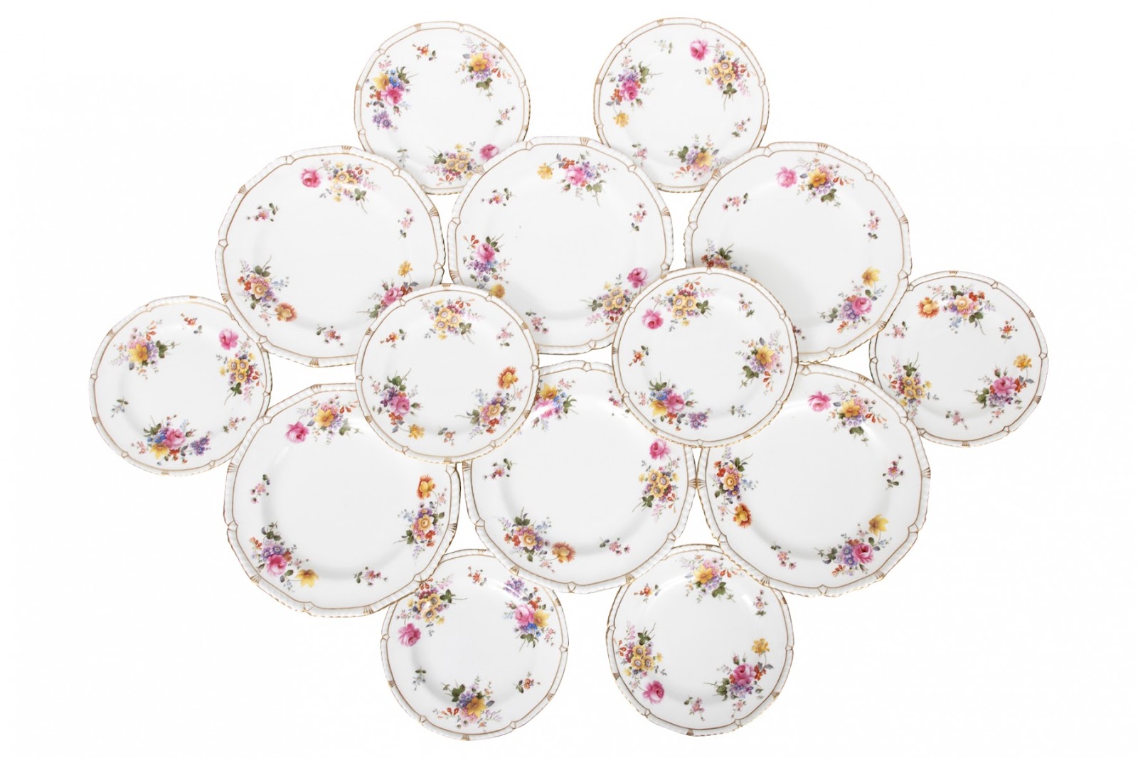 Fabulous Set of English Royal Crown Derby Ceramic Dishes, 6 Lunch Dishes & 8 Bread & Butter Dishes 