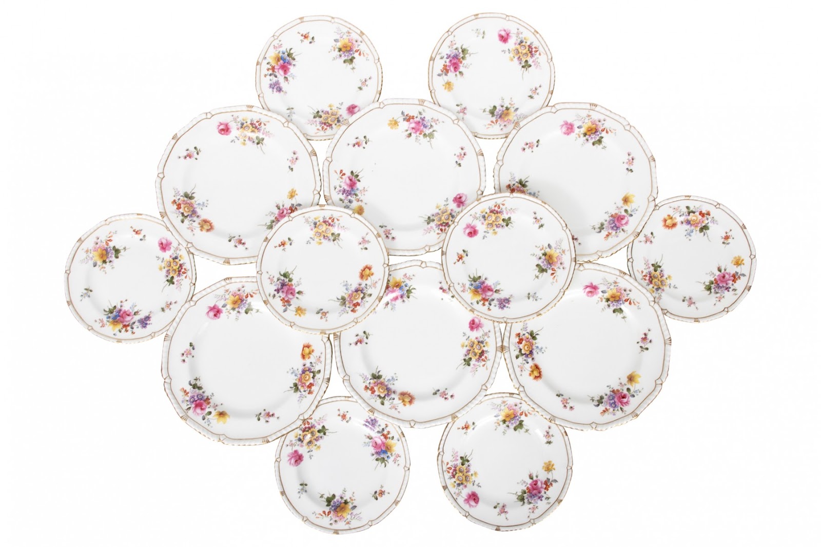 Fabulous Set of English Royal Crown Derby Ceramic Dishes, 6 Lunch Dishes & 8 Bread & Butter Dishes 