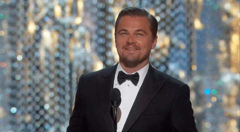 The Oscars happy excited leonardo dicaprio oscars 2016