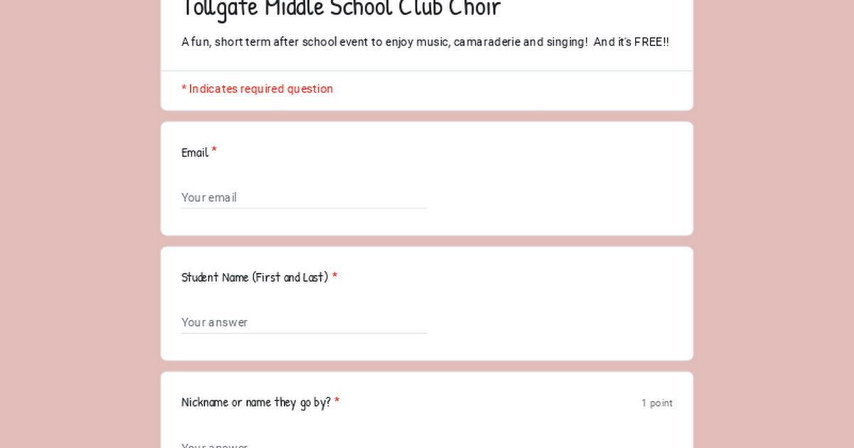 Tollgate Middle School Club Choir