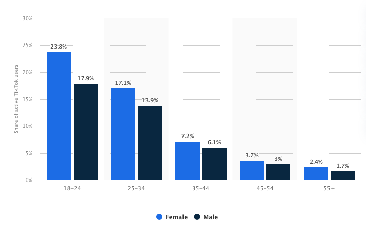 tiktok users by gender and age