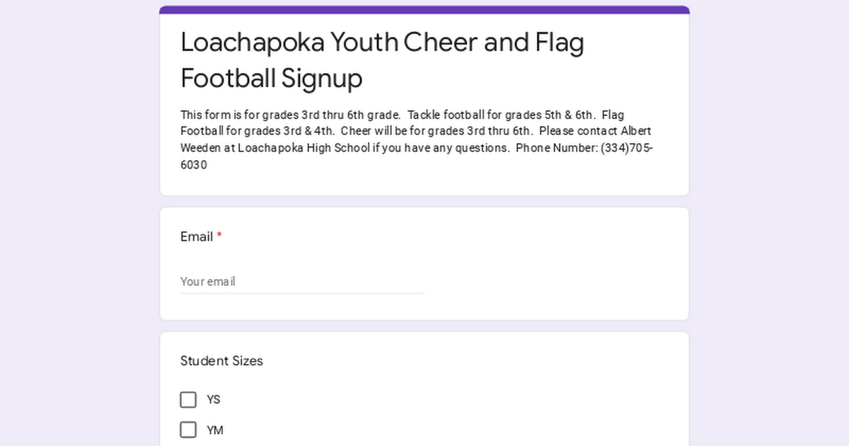 Loachapoka Youth Cheer and Flag Football Signup