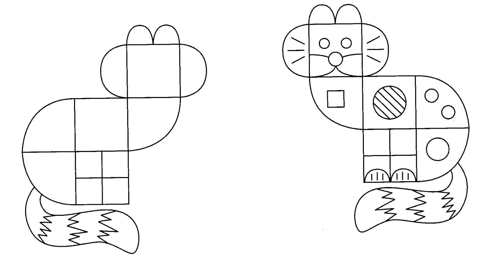 Рисунки животных из математических фигур
