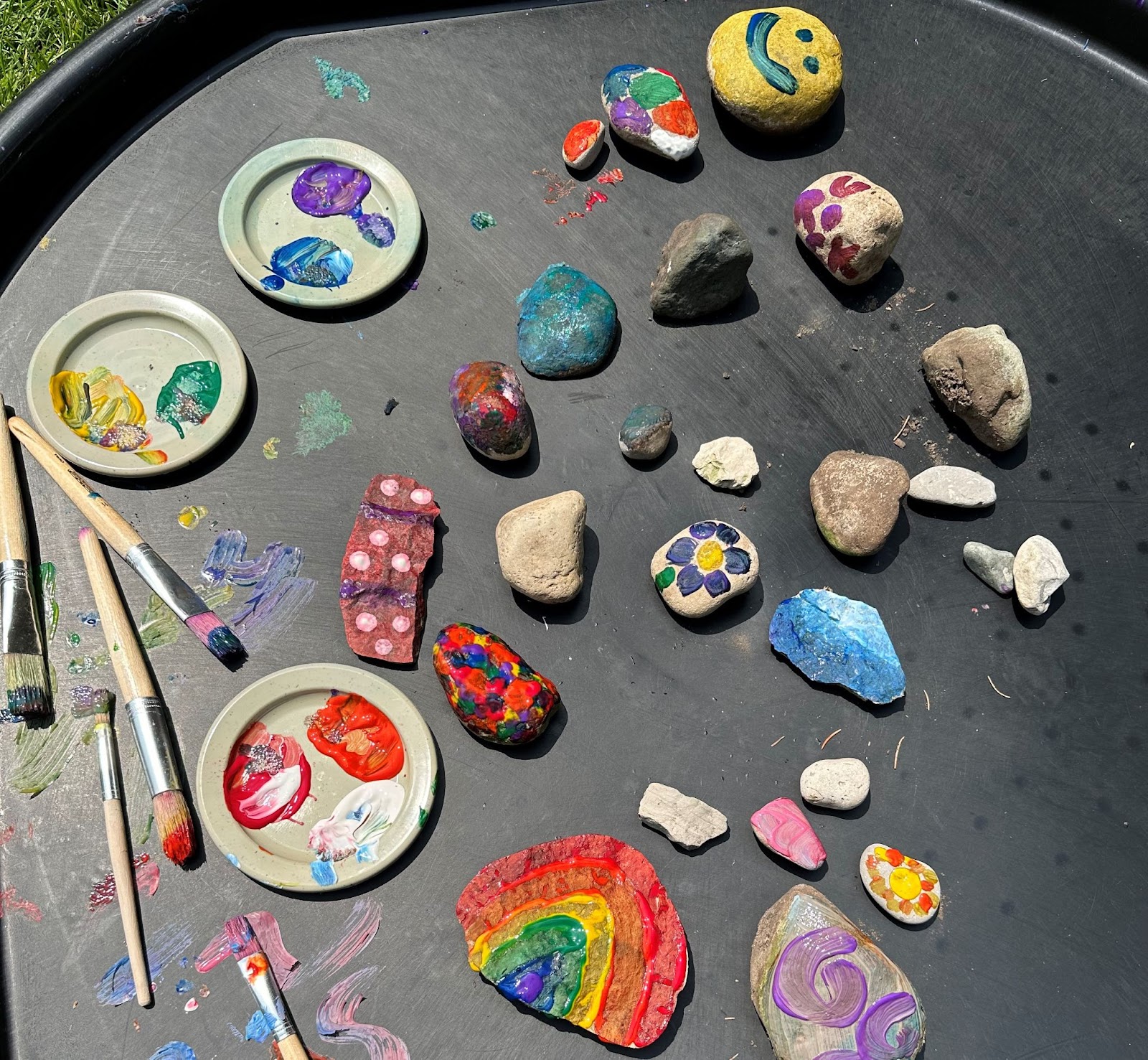 Scholars Choice Tuff Tray being used for rock painting activity