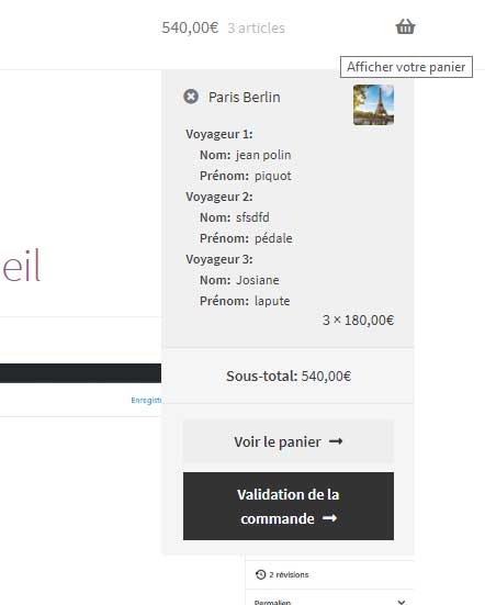 Mini panier WooCommerce