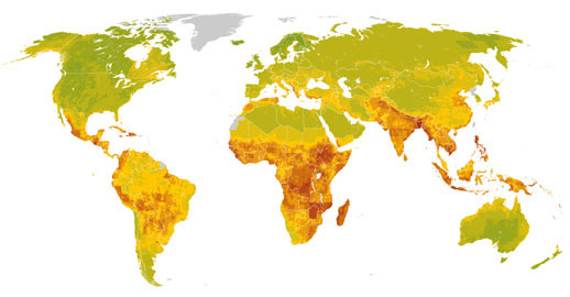 Maplecroft Climate Change Vulnerability Index 2013, (red showing highest vulnerability)