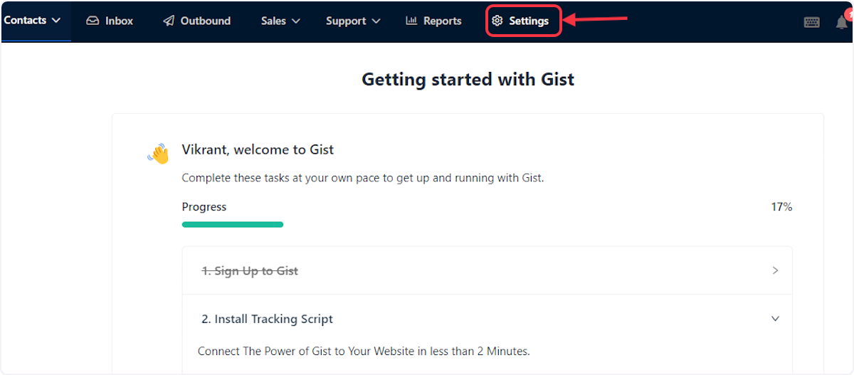 Click on 'Settings'.