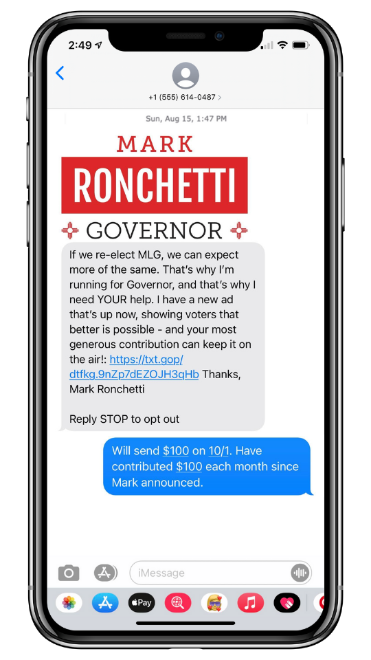 Mark Ronchetti for New Mexico Governor - 3 Fundraising Text Message Examples Proven to Work for End Of Quarter Inspiration