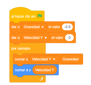 Cómo saltar en Scratch nivel intermedio. Salto con gravedad. Cómo programar la gravedad.