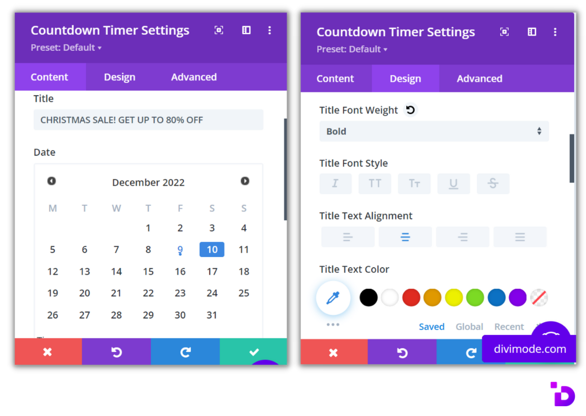Creating countdown popup - timer settings