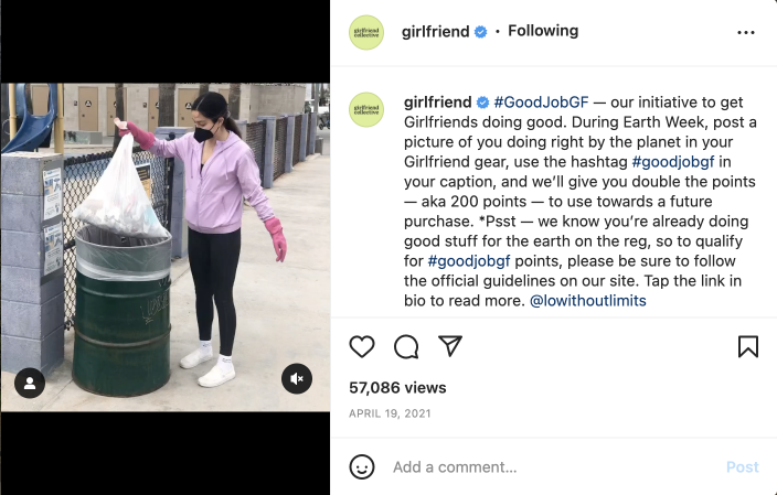 Girlfriend Collective Earth Day Instagram example