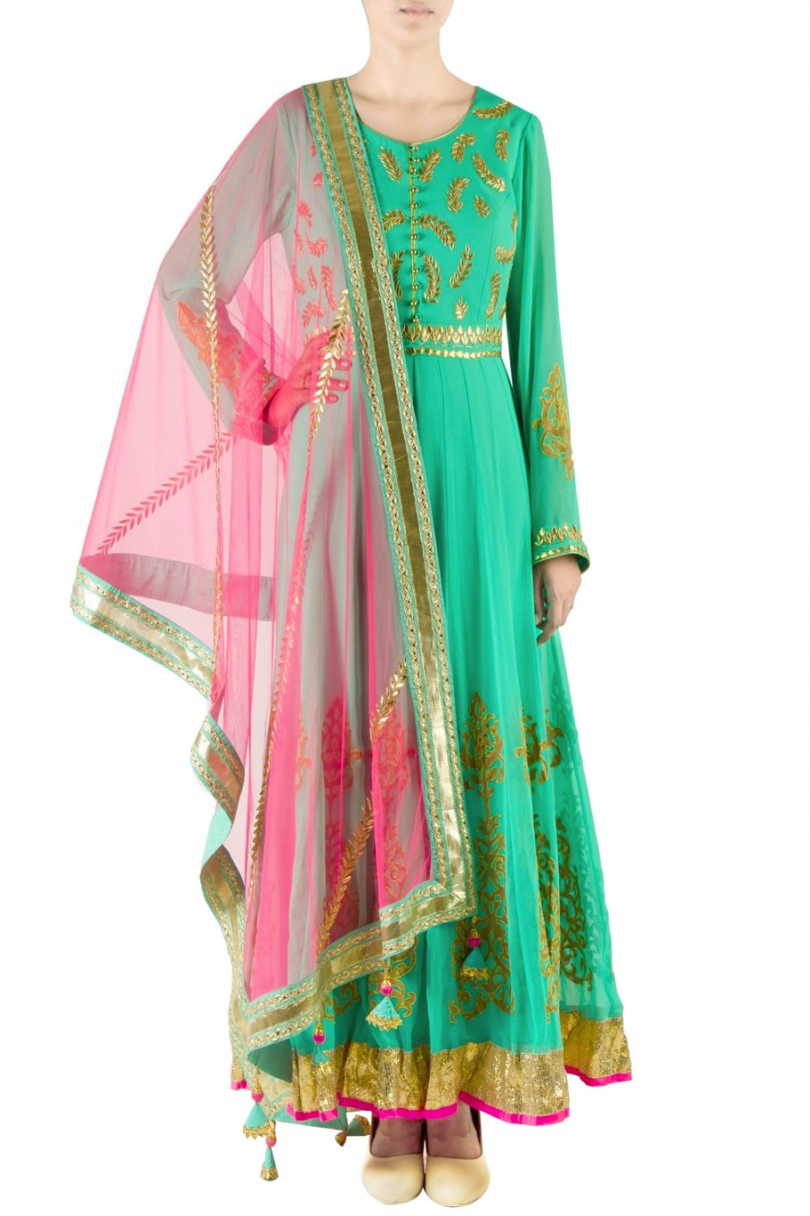 anarkali suit with gota patti work