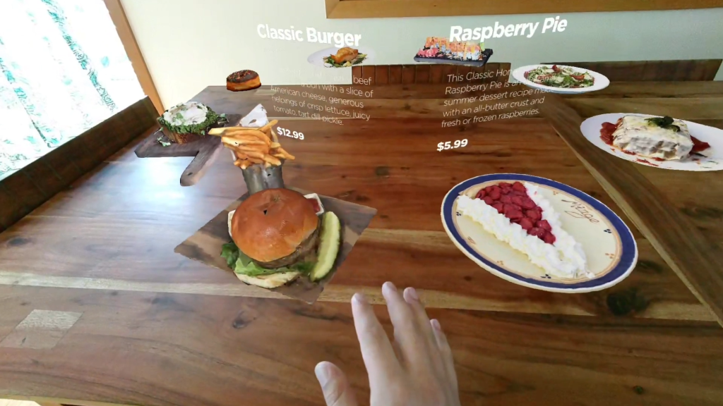 Overlaying digital dishes on a table using Augmented Reality Menu