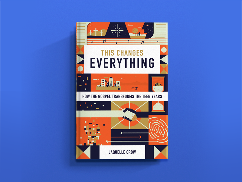 This Changes Everything castle cross blocks hand design time head transform icon book cover book typography branding vector geometric illustration