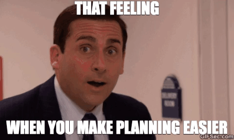 michael scott from the office looking happy and surprised as he made planning easier through animation content marketing