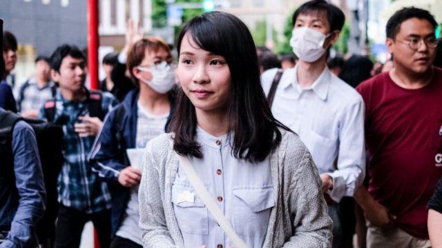 Hong Kong Activist Agnes Chow is seen at Meiji University on June 12, 2019 in Tokyo,