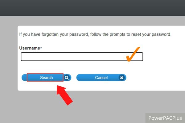 enter your username in the text box, then Click on “Search” button to regain your NDUS blackboard password