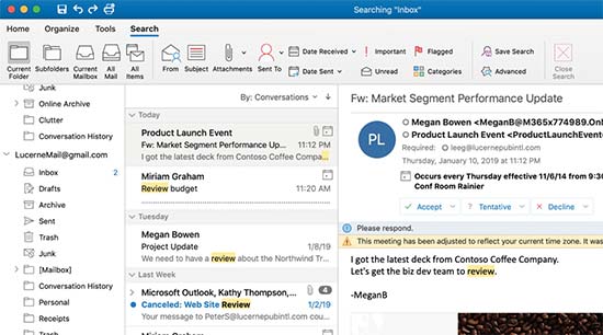 Microsoft Outlook no Mac