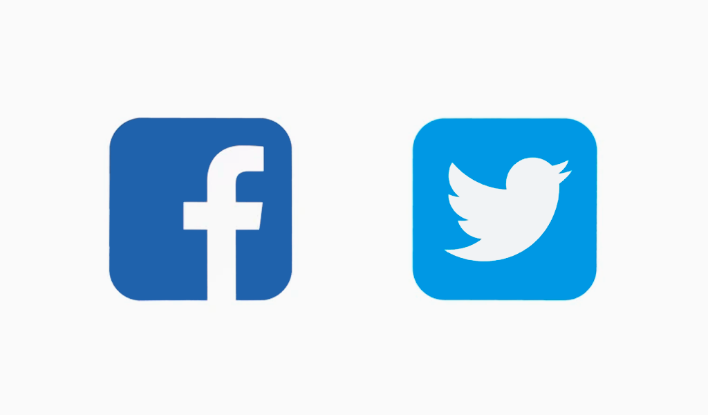 ícones do facebook e twitter