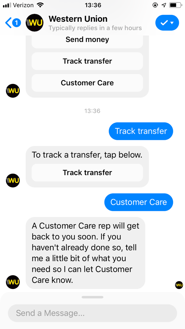 popular chatbots western union bot