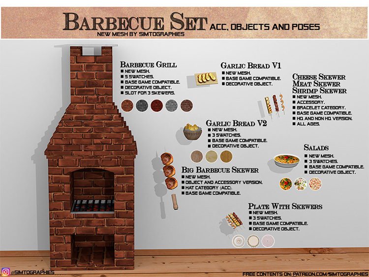 Home Barbecue CC Set for The Sims 4