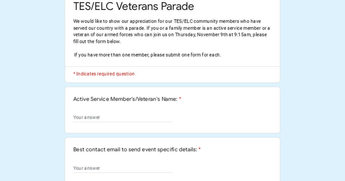 TES/ELC Veterans Parade