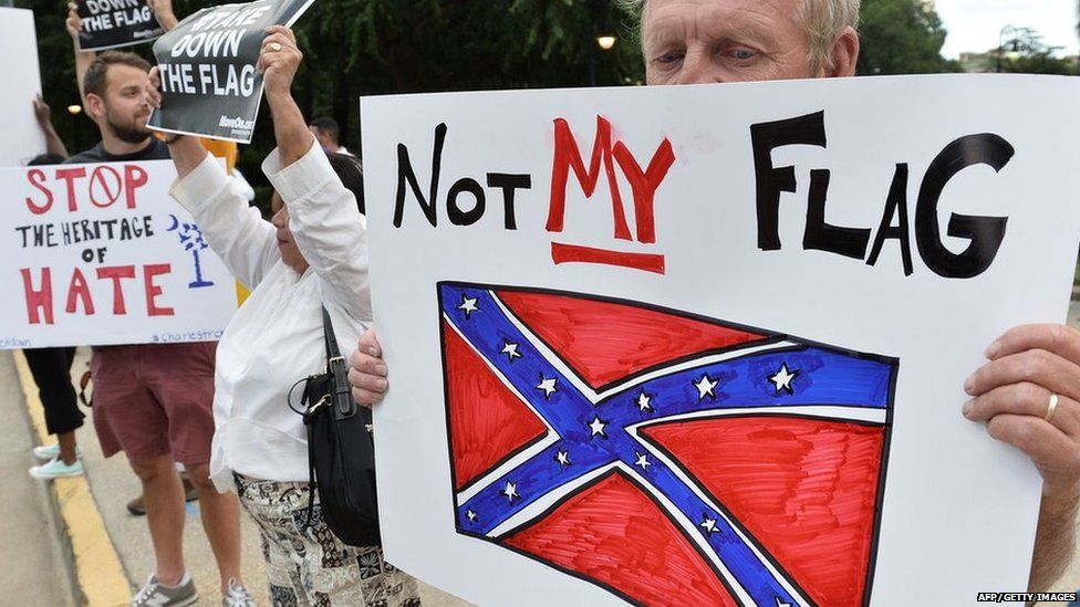 Anti-Confederate flag protestors
