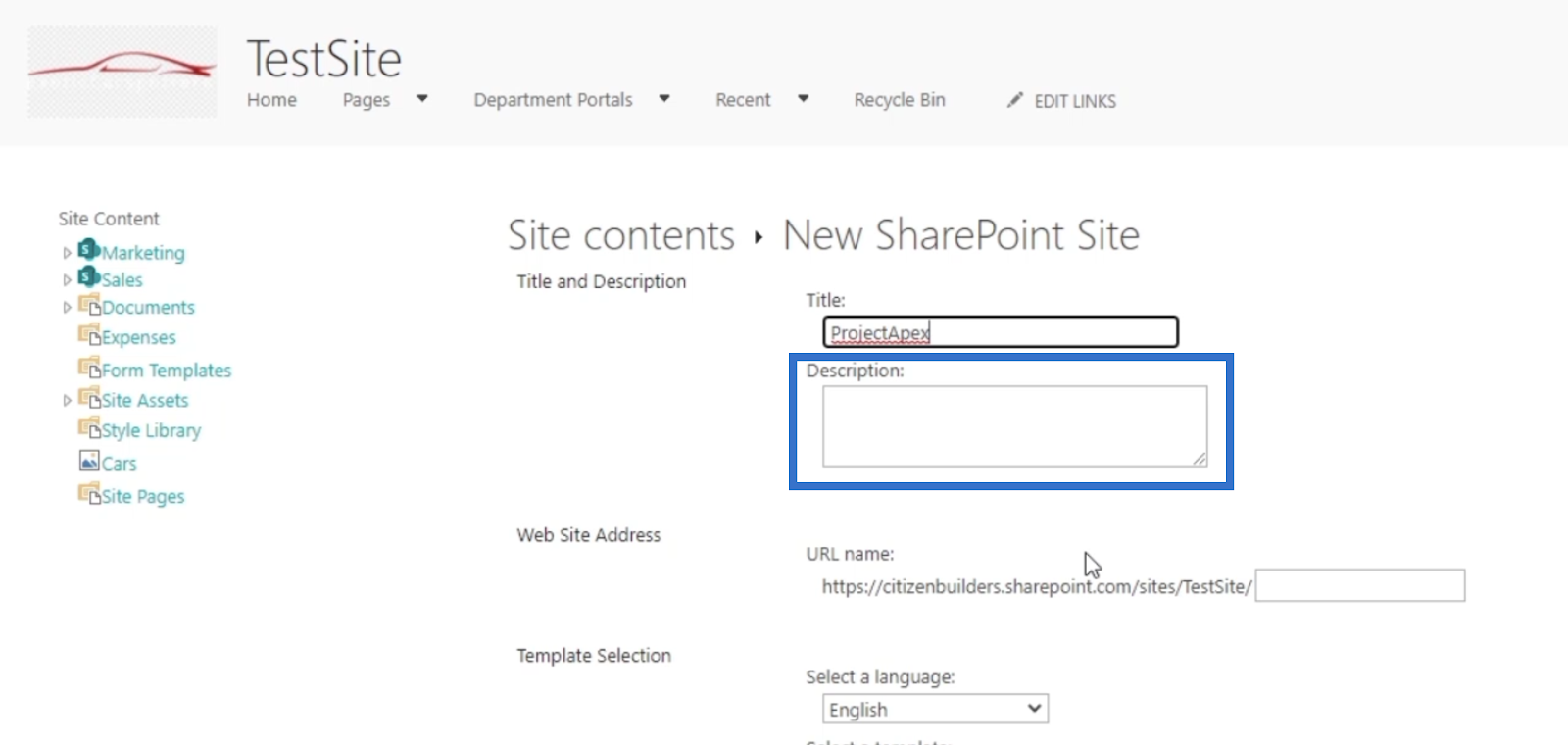 SharePoint project site