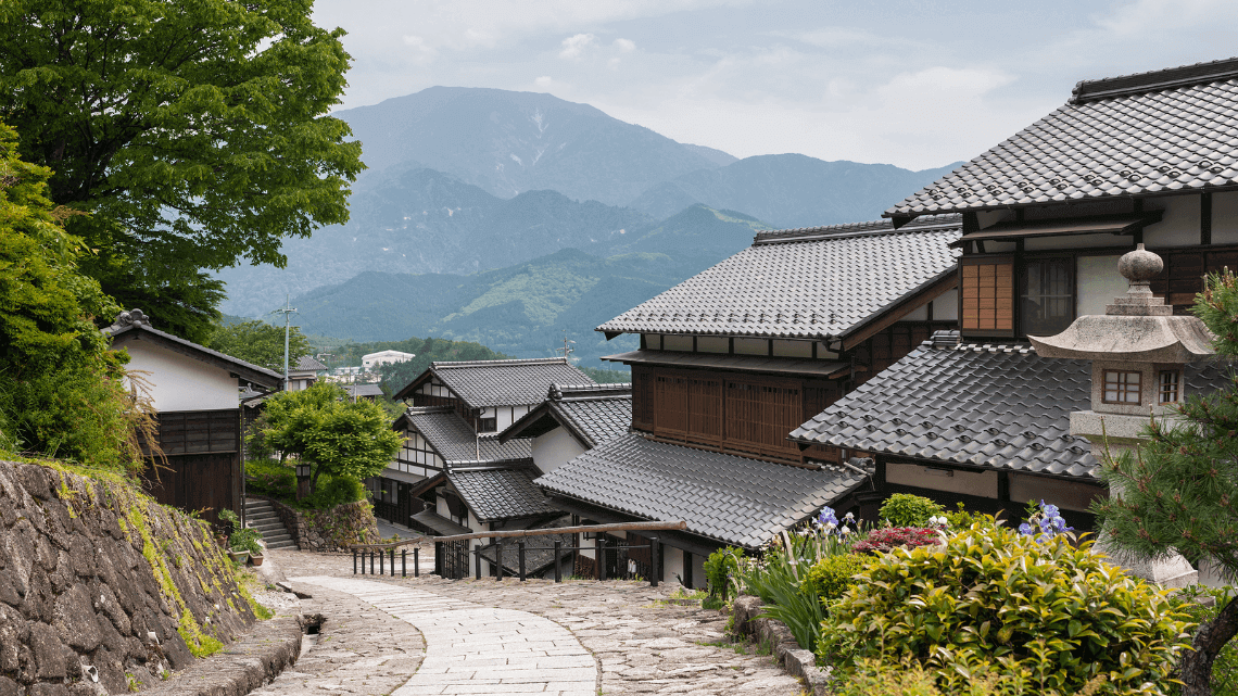 Magome village on the Nakasendo Road in Kiso Valley Japan