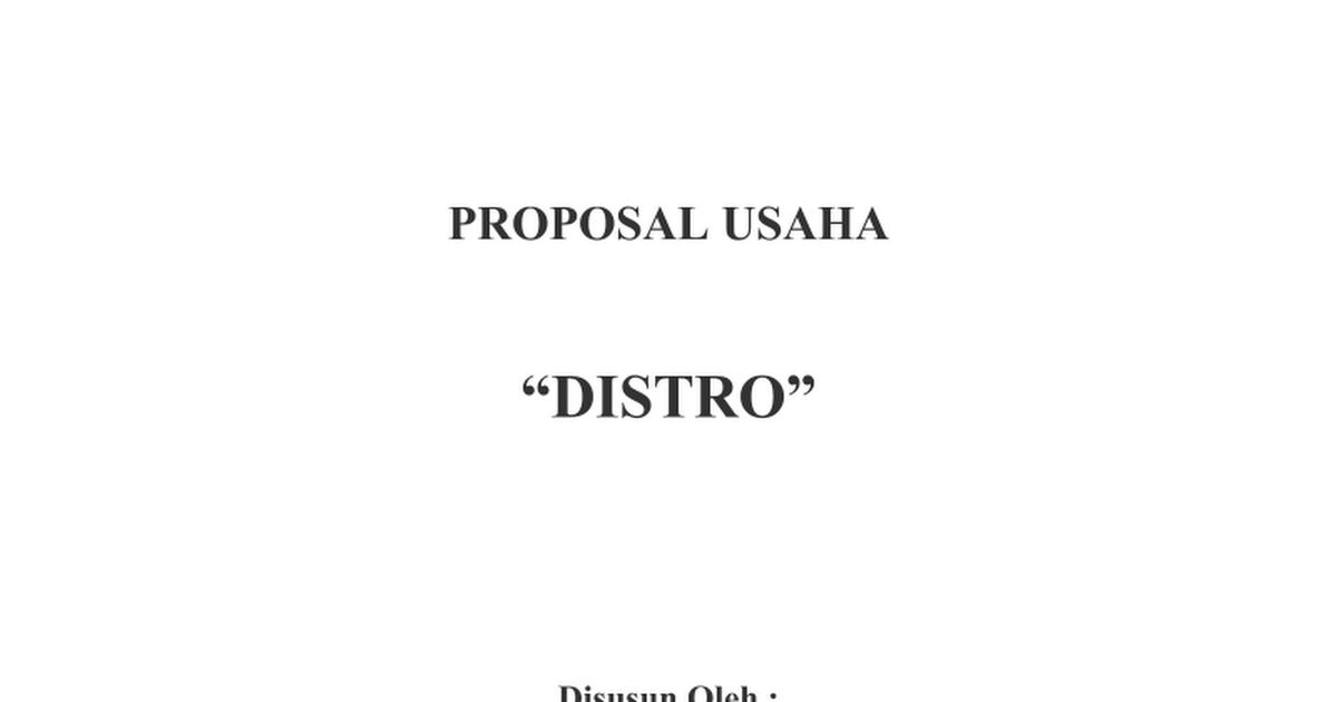 Contoh Proposal Usaha Kewirausahaan Bisnis Cara  Loak.info