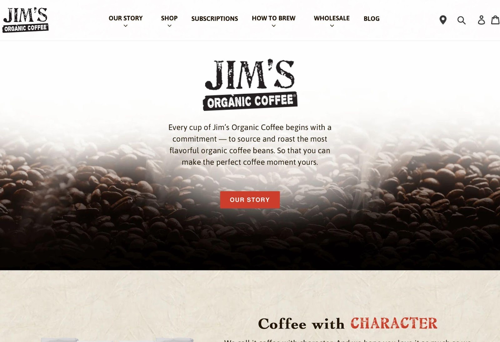Jim's Organic Coffee website 