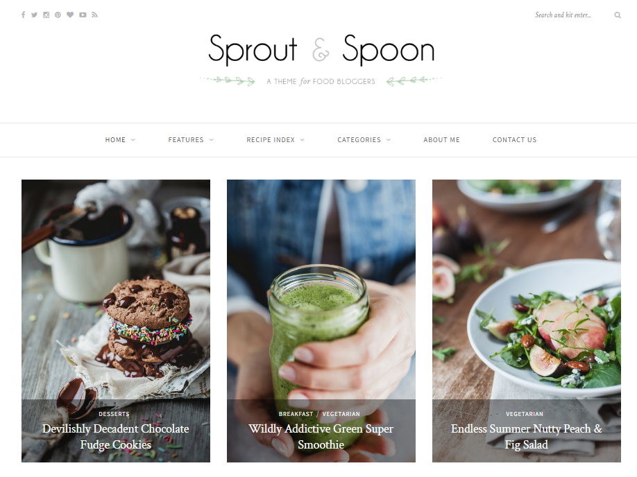 Sprout & Spoon offers various food blog templates