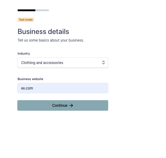 this is a screenshot of  add business details