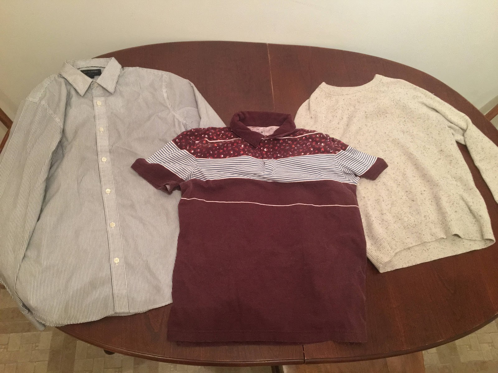 3 shirts, the one on the right was converted to money