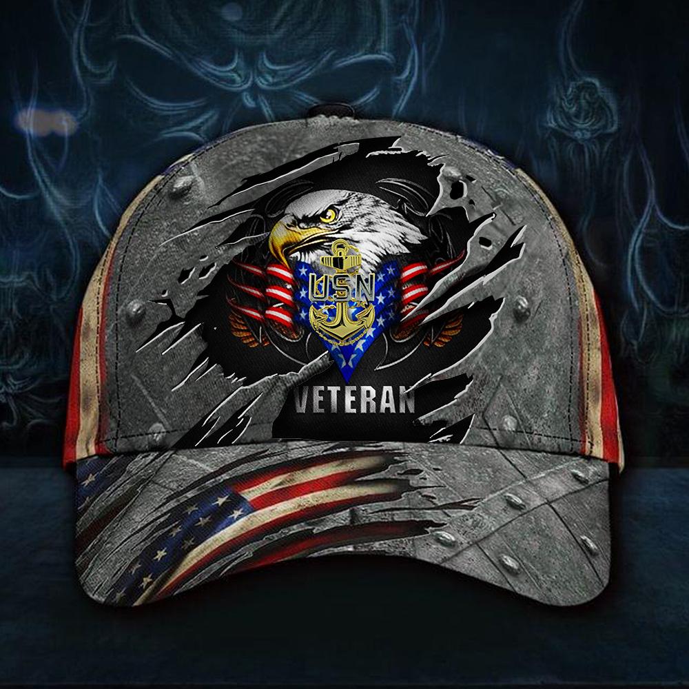Navy Veteran Hat 3D USN Us Navy Veteran Hat 2