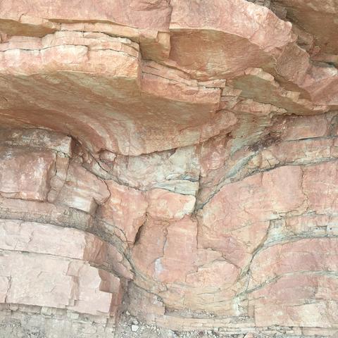 The remnants of a dinosaur footprint. 