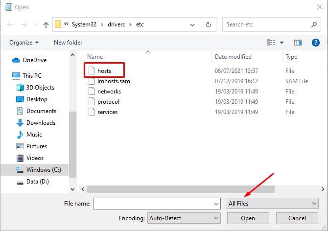 Edit File Hosts Windows 7 - pilih file