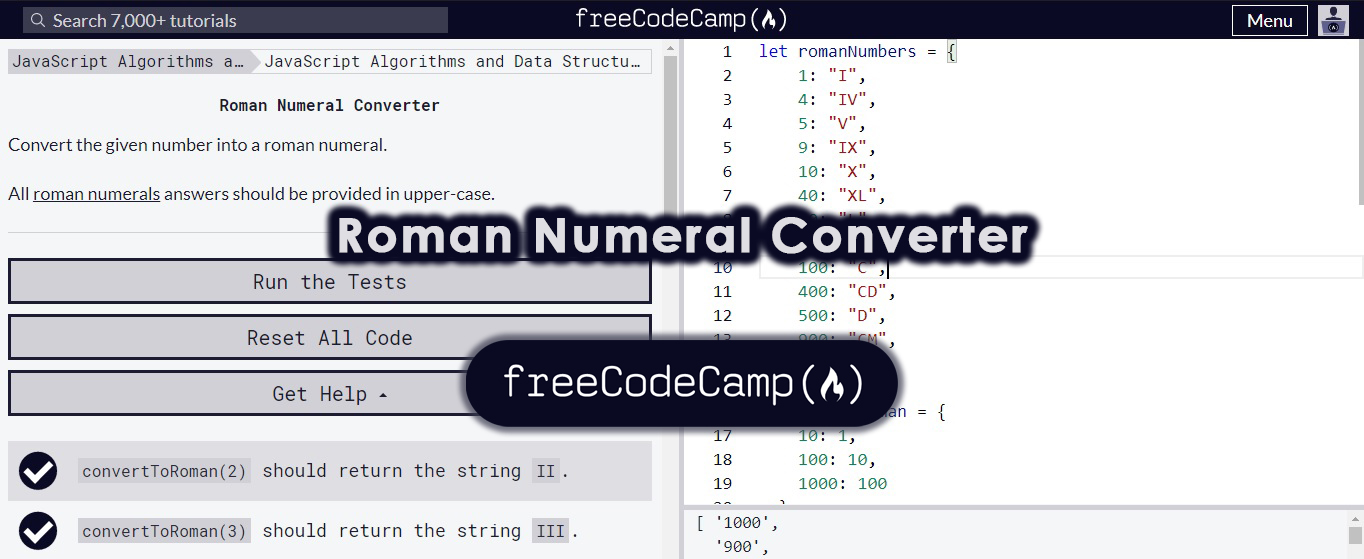 Roman Numeral Converter - JavaScript Algorithms and Data Structure