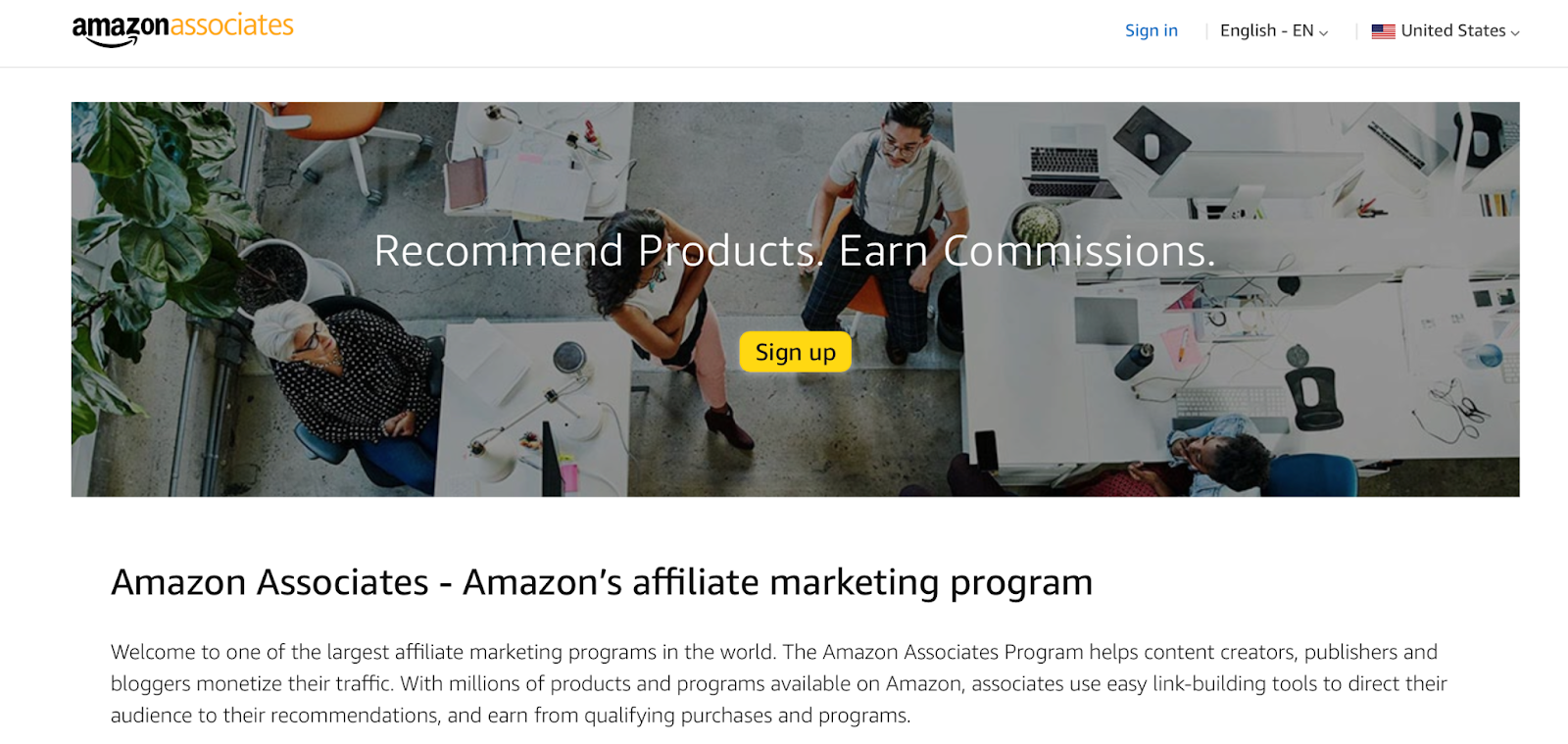 Amazon Associates is a popular affiliate program, enabling you to earn 12% on each sale of your product/service.